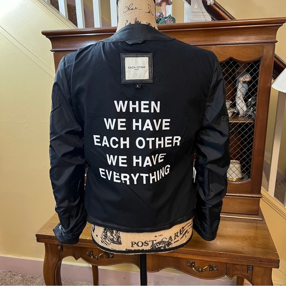 Each x Other Paris Black and Cream Leather Jacket in Excellent Condition.  Sz S. - Picture 10 of 13